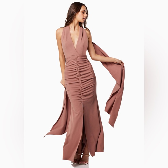 Elliatt Zephyrs Halterneck Gown in Tan, NWT, Small - Picture 2 of 6